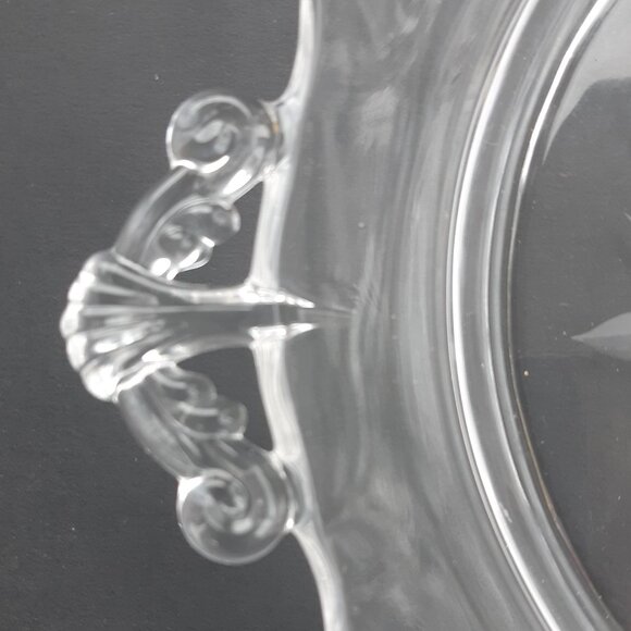 W.J. Hughes CORNFLOWER Glass Handled Divided Large Bowl Lancaster Etched VTG - Picture 7 of 12